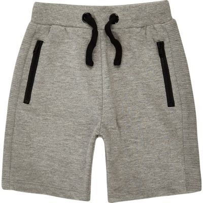 Mini boys grey ribbed shorts